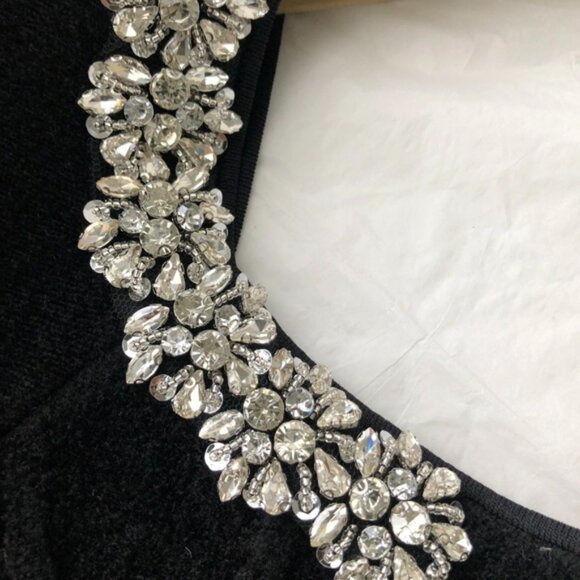 Self-portrait Black Chenille Knit Crystal Trim Midi Dress - Picture 10 of 12